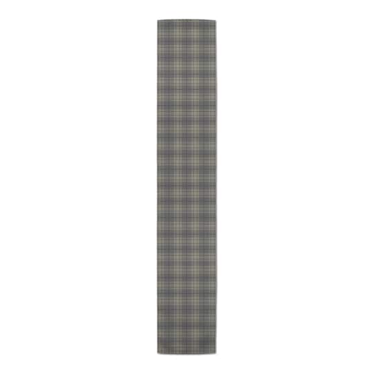 90" Dark Gray Plaid Cotton Twill Runner